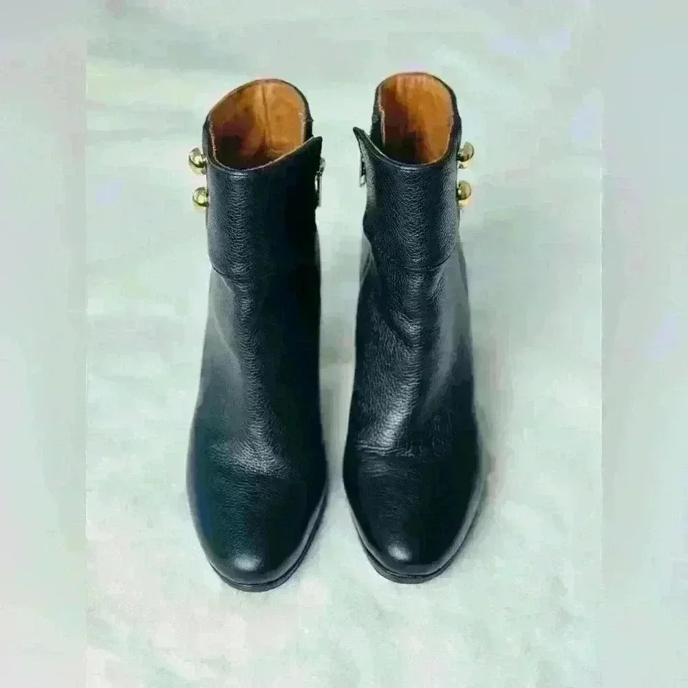 Kate Spade New York Bridgette Black Leather Heeled Ankle Booties Size 9M